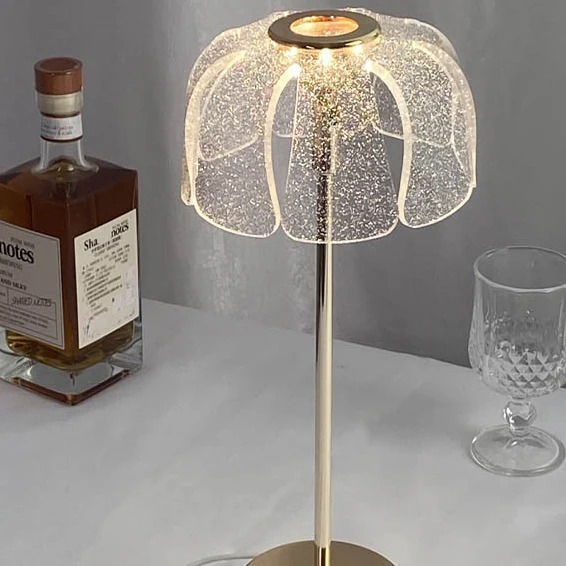 Petal Crystal Gold Stem Lamp